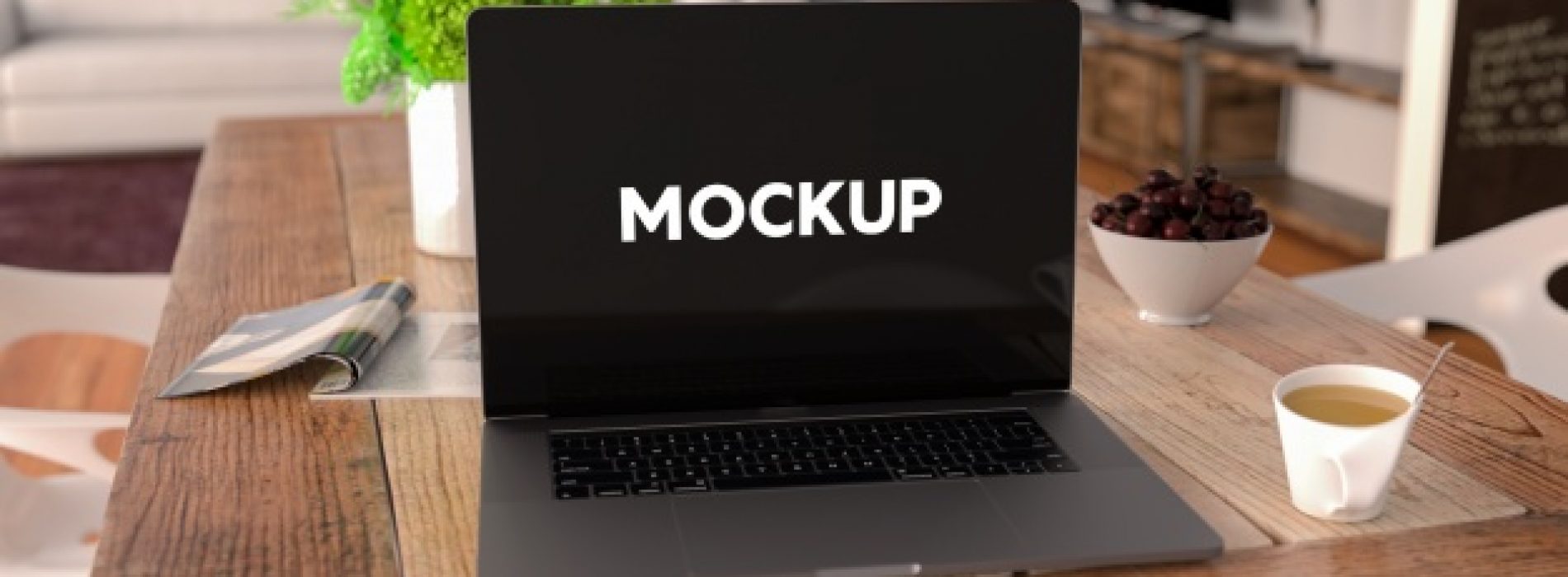 Home Office Laptop Mockup PSD