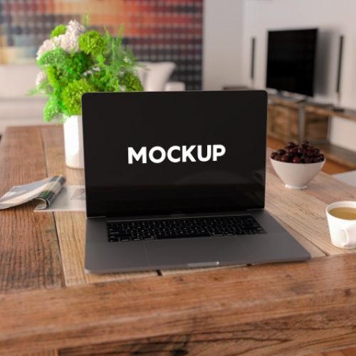 Home Office Laptop Mockup PSD